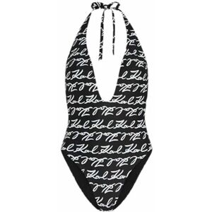 KARL LAGERFELD , kvinnor, Karl Signatur All-Over Cheeky baddräkt, signatur AOP-svart, M, svart, M KARL LAGERFELD , kvinnor, Karl Signatur All-Over Cheeky baddräkt, signatur AOP-svart, M, svart, M