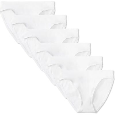 Amazon Essentials Women's Bikinitrosor underkläder i bomull (finns i plusstorlek), Pack of 6, Vit, L Amazon Essentials Women's Bikinitrosor underkläder i bomull (finns i plusstorlek), Pack of 6, Vit, L