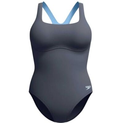 Speedo Dam flexband baddräkt med inbyggd bad-bh baddräkt, grå bly, 30 Speedo Dam flexband baddräkt med inbyggd bad-bh baddräkt, grå bly, 30