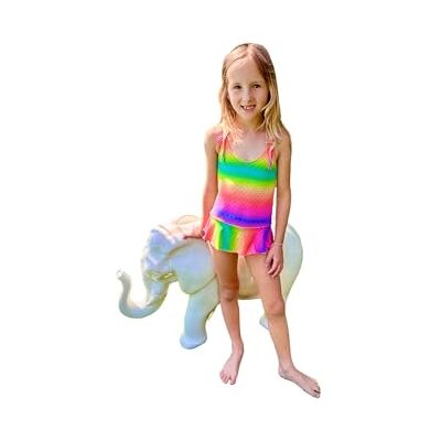 Haute Pression Baby flicka regnbåge och volang babyflicka i ett stycke baddräkt, Material: Polyester, 4 ans Haute Pression Baby flicka regnbåge och volang babyflicka i ett stycke baddräkt, Material: Polyester, 4 ans