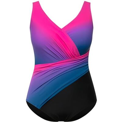 Ulla Popken damer stora storlekar överdimensionerade plus size baddräkt, färggradient, softcups 826266, svart, 44 Ulla Popken damer stora storlekar överdimensionerade plus size baddräkt, färggradient, softcups 826266, svart, 44