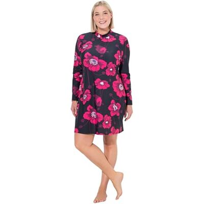Ulla Popken damer stora storlekar överdimensionerade plus size badklänning fulltäckande blommor, svart, 42/44 SE Ulla Popken damer stora storlekar överdimensionerade plus size badklänning fulltäckande blommor, svart, 42/44 SE