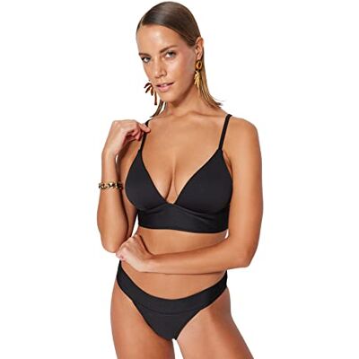 Trendyol Kvinnors texturerad rygg detaljerad bikinitopp, svart, 44 Trendyol Kvinnors texturerad rygg detaljerad bikinitopp, svart, 44