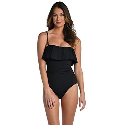La Blanca baddräkt för kvinnor volang Bandeau Island gudinna baddräkt, Svart, 42 La Blanca baddräkt för kvinnor volang Bandeau Island gudinna baddräkt, Svart, 42