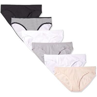 Amazon Essentials Women's Bikinitrosor underkläder i bomull (finns i plusstorlek), Pack of 6, Grundfärger, L Amazon Essentials Women's Bikinitrosor underkläder i bomull (finns i plusstorlek), Pack of 6, Grundfärger, L