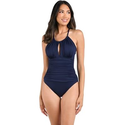 La Blanca Women's Island Goddess High Neck Keyhole Mio One Piece Swimsuit, Indigo, 4 La Blanca Women's Island Goddess High Neck Keyhole Mio One Piece Swimsuit, Indigo, 4