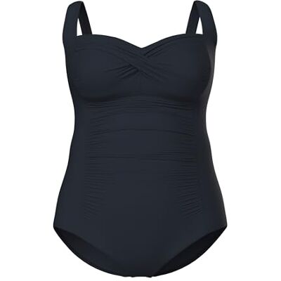 Ulla Popken dam, drapering, fin struktur, softcups baddräkt, svart, 64 Ulla Popken dam, drapering, fin struktur, softcups baddräkt, svart, 64