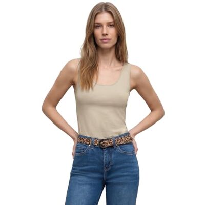 Street One Basic Top i enfärgad, Bomull beige, 38 Street One Basic Top i enfärgad, Bomull beige, 38