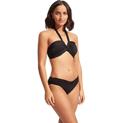 Seafolly Women's Standard Twist Band Hipster Full Coverage Bikini Bottom Swimsuit, Eco Collective Black, 10 Seafolly Women's Standard Twist Band Hipster Full Coverage Bikini Bottom Swimsuit, Eco Collective Black, 10