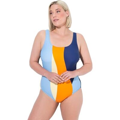 Ulla Popken dam stora storlekar överdimensionerade plus size baddräkt Alice, DG, Colourblockwave, marinblå, 54-56 Ulla Popken dam stora storlekar överdimensionerade plus size baddräkt Alice, DG, Colourblockwave, marinblå, 54-56