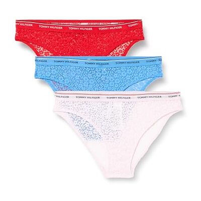 Tommy Hilfiger kvinnor 3-pack bikinitrosor med spets, Röd (hård röd/blå trollformell/pärlrosa), XL Tommy Hilfiger kvinnor 3-pack bikinitrosor med spets, Röd (hård röd/blå trollformell/pärlrosa), XL