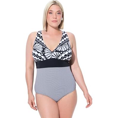 Ulla Popken damer stora storlekar överdimensionerade plus size baddräkt, laura, ammonit, svart, 58 Ulla Popken damer stora storlekar överdimensionerade plus size baddräkt, laura, ammonit, svart, 58