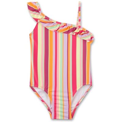 Sanetta flickbaddräkt färgglad med ränder bekväm och praktisk baddräkt av återvunnen polyester för flickor. Badkläder för barn, färgglad, 92 Sanetta flickbaddräkt färgglad med ränder bekväm och praktisk baddräkt av återvunnen polyester för flickor. Badkläder för barn, färgglad, 92