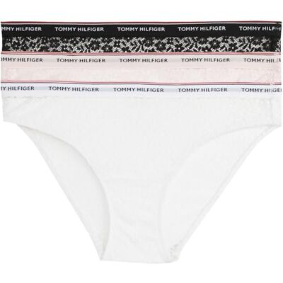 Tommy Hilfiger kvinnor 3-pack bikinitrosor med spets, Svart (svart/vit/ljusrosa), L Tommy Hilfiger kvinnor 3-pack bikinitrosor med spets, Svart (svart/vit/ljusrosa), L