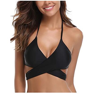 SHEKINI Womens Push Up Bikini Top Halter Bandage Bathing Suits Tops Criss Cross Swimsuits Top Only (Manhattan Black Top, Small) SHEKINI Womens Push Up Bikini Top Halter Bandage Bathing Suits Tops Criss Cross Swimsuits Top Only (Manhattan Black Top, Small)