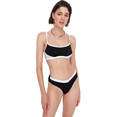 Trendyol kvinnor normal midja normal retro bikini botten, Svart vit, 42 SE Trendyol kvinnor normal midja normal retro bikini botten, Svart vit, 42 SE
