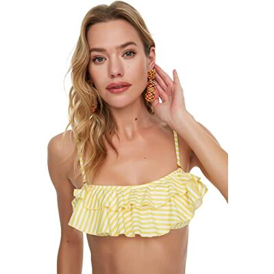 Trendyol Damtopp med randiga svänghjul bikinitopp, gul, 40 Trendyol Damtopp med randiga svänghjul bikinitopp, gul, 40