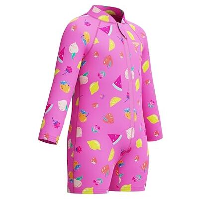 Speedo Barn unisex långärmad tryck dragkedja en del baddräkt, rosa, 9-12 år Speedo Barn unisex långärmad tryck dragkedja en del baddräkt, rosa, 9-12 år