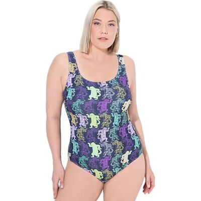Ulla Popken dam stora storlekar plus size baddräkt Alice, DG, tigerdans, mörk bensin, 54-56 Ulla Popken dam stora storlekar plus size baddräkt Alice, DG, tigerdans, mörk bensin, 54-56