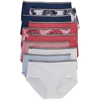 Hanes Bikini för dam, stretchig bomull, fukttransporterande, underkläder, utjämnande bikinitrosor, värdepaket, 10-pack (färgerna kan variera), flerfärgad, 34 Hanes Bikini för dam, stretchig bomull, fukttransporterande, underkläder, utjämnande bikinitrosor, värdepaket, 10-pack (färgerna kan variera), flerfärgad, 34