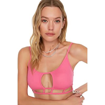 Trendyol Dam Bralette Stickad Bikinitopp, Rosa, 40 SE Trendyol Dam Bralette Stickad Bikinitopp, Rosa, 40 SE