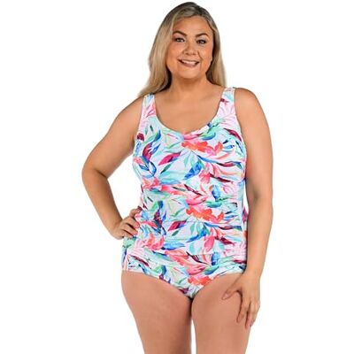 Maxine Of Hollywood Women's Standard Side Shirred Girl Leg One Piece Swimsuit, Multi//Dominica Breeze Maxine Of Hollywood Women's Standard Side Shirred Girl Leg One Piece Swimsuit, Multi//Dominica Breeze