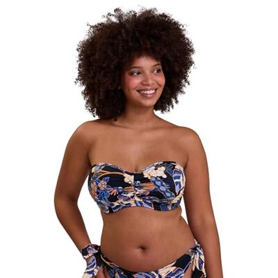 Sans Complexe -bandeau-baddräkt med bygel-Fidji-svart, Svart exotiskt tryck, 70C Sans Complexe -bandeau-baddräkt med bygel-Fidji-svart, Svart exotiskt tryck, 70C