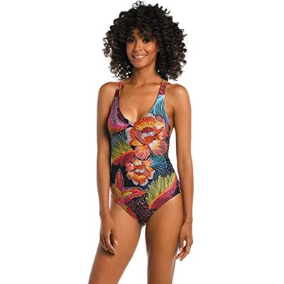 La Blanca Women's Over The Shoulder One Piece Swimsuit, Multi//Sunlit Soiree, 12 La Blanca Women's Over The Shoulder One Piece Swimsuit, Multi//Sunlit Soiree, 12