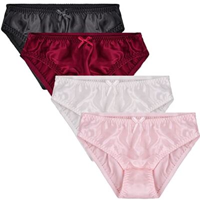 Silkwayee Satin Bikini Panties, 100% Silk Panties for Women (4-Pack) Muilticolor XX-Large Silkwayee Satin Bikini Panties, 100% Silk Panties for Women (4-Pack) Muilticolor XX-Large