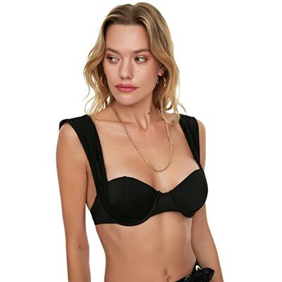 Trendyol Kvinnors tjocka galge täckt bikinitopp, svart, 38 Trendyol Kvinnors tjocka galge täckt bikinitopp, svart, 38