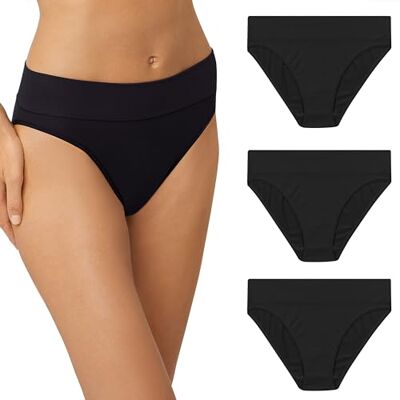 Maidenform Dam M High Leg bikini underkläder, sömlösa bikinitrosor, solida eller blandade, 3-pack, Svart/svart/svart, M Maidenform Dam M High Leg bikini underkläder, sömlösa bikinitrosor, solida eller blandade, 3-pack, Svart/svart/svart, M