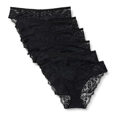 Amazon Essentials dam stretch spets bikini trosa, paket med 6, Svart, XS Amazon Essentials dam stretch spets bikini trosa, paket med 6, Svart, XS