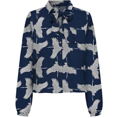 ONLY Onlnova Life Elite L/S Tyla Bow Top, Blåa djup, M ONLY Onlnova Life Elite L/S Tyla Bow Top, Blåa djup, M