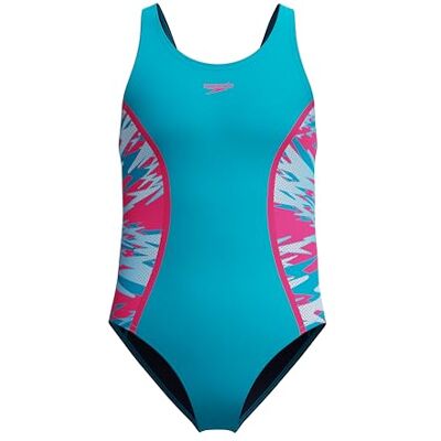 Speedo flickor Hyperboom Splice Muscleback en del baddräkt, Maya blå, 4 Speedo flickor Hyperboom Splice Muscleback en del baddräkt, Maya blå, 4