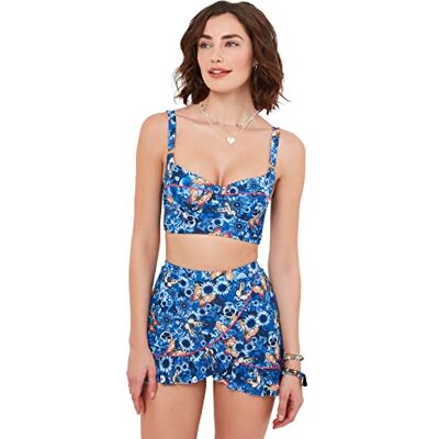 Joe Browns dammixa och matcha retro lång kupad bikinitopp bikini (paket med 1), Aqua Multi, 34 Joe Browns dammixa och matcha retro lång kupad bikinitopp bikini (paket med 1), Aqua Multi, 34