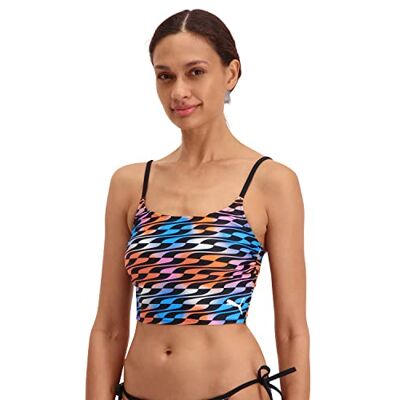 PUMA Badkläder, formstrip lång bikinitopp för kvinnor, Flerfärgad svart, XS PUMA Badkläder, formstrip lång bikinitopp för kvinnor, Flerfärgad svart, XS