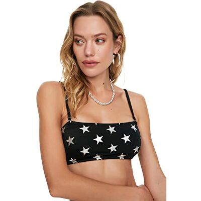 Trendyol Kvinnors Vail Star tryckt bikinitopp, svart, 34 Trendyol Kvinnors Vail Star tryckt bikinitopp, svart, 34