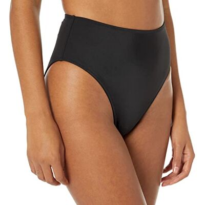 Amazon Essentials dam hög midja bikini med hög ben, tvättad svart, medium Amazon Essentials dam hög midja bikini med hög ben, tvättad svart, medium