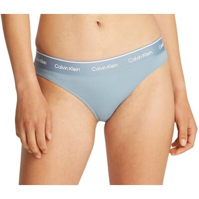 Calvin Bikiniunderdel för kvinnor med logotyp, Blå (Faded Denim), M Calvin Bikiniunderdel för kvinnor med logotyp, Blå (Faded Denim), M