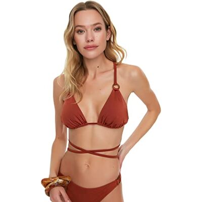 Trendyol Dam tillbehör detaljerad bikinitopp, brun, 42 Trendyol Dam tillbehör detaljerad bikinitopp, brun, 42