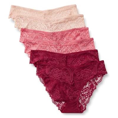Amazon Essentials dam stretch spets bikini trosa, paket med 6, Vinröd/rosa/mjukt kronblad, L Amazon Essentials dam stretch spets bikini trosa, paket med 6, Vinröd/rosa/mjukt kronblad, L