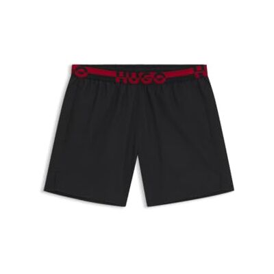 HUGO Tapi badshorts för män med delad logotyp på linningen, 693 open rosa, M HUGO Tapi badshorts för män med delad logotyp på linningen, 693 open rosa, M