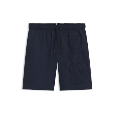 Boss Snabbtorkande badshorts för män i återvunnet tyg med logotyp Boss Snabbtorkande badshorts för män i återvunnet tyg med logotyp