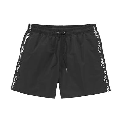 s.Oliver Badshorts för män med sidobokstäver i svart, svart, L s.Oliver Badshorts för män med sidobokstäver i svart, svart, L