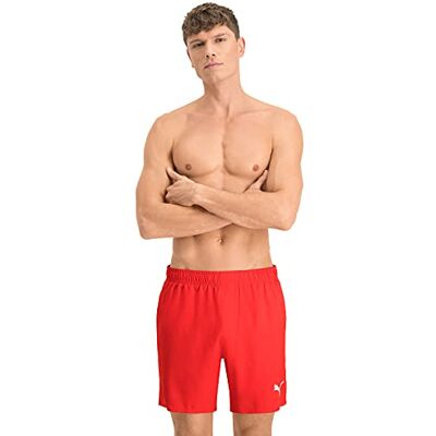 PUMA Badbyxor för män med mellanshorts, badkläder, röd, M PUMA Badbyxor för män med mellanshorts, badkläder, röd, M