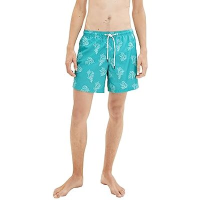 TOM TAILOR Denim herr badshorts 1035053, 31430 – Grönt vitt stort koralltryck, M TOM TAILOR Denim herr badshorts 1035053, 31430 – Grönt vitt stort koralltryck, M