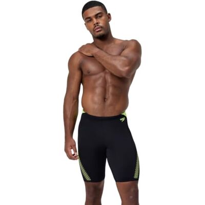 Speedo Hyperboom Splice Jammer badbyxor för män Snabbtorkande Träning Fitness Klorbeständig jamer, Svart/Hyper Yellow, 30 Speedo Hyperboom Splice Jammer badbyxor för män Snabbtorkande Träning Fitness Klorbeständig jamer, Svart/Hyper Yellow, 30