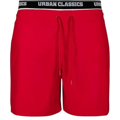 Urban Classics Badbyxor för män två i en-badshorts, badshorts för män finns i 3 färger, storlekar S–XXL, Röd (Firered/Wht/Blk 01441), L Urban Classics Badbyxor för män två i en-badshorts, badshorts för män finns i 3 färger, storlekar S–XXL, Röd (Firered/Wht/Blk 01441), L