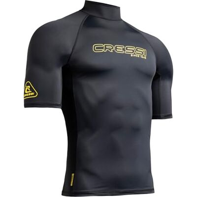 CRESSI since 1946 Sentinel Man Short Sleeve Rash Guard UPF 50+ Sun Protection Quick Dry Swimming, Surfing, Diving, Fishing, Beach, Pool and Water Sports Black/Yellow XL/5 Men's CRESSI since 1946 Sentinel Man Short Sleeve Rash Guard UPF 50+ Sun Protection Quick Dry Swimming, Surfing, Diving, Fishing, Beach, Pool and Water Sports Black/Yellow XL/5 Men's