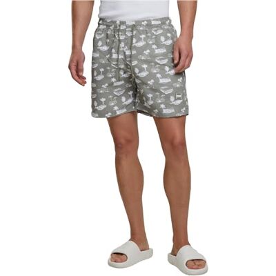 Urban Classics Badbyxor för män mönster badshorts för män med mönster, finns i många färgvarianter, storlekar XS-6XL, Paleolive/vit, XL Urban Classics Badbyxor för män mönster badshorts för män med mönster, finns i många färgvarianter, storlekar XS-6XL, Paleolive/vit, XL